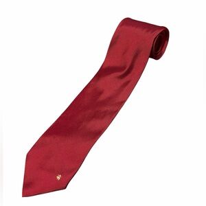 Brooks Brothers Men's Red Classic Silk Tie with Subtle Gold Emblem